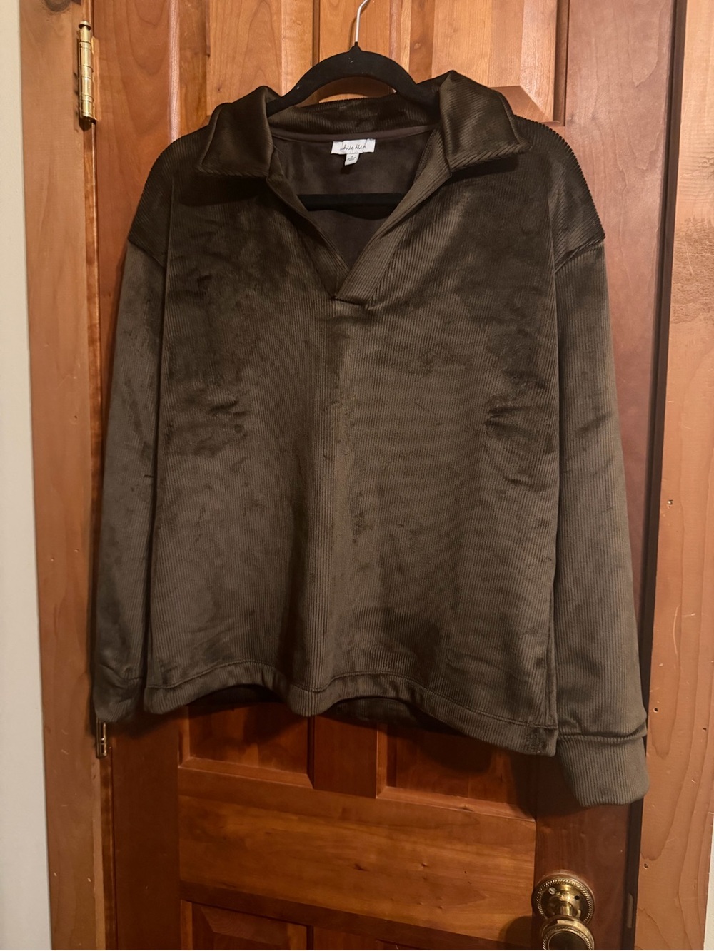 White Birch Cozy Brown Velour Pullover Top - Women